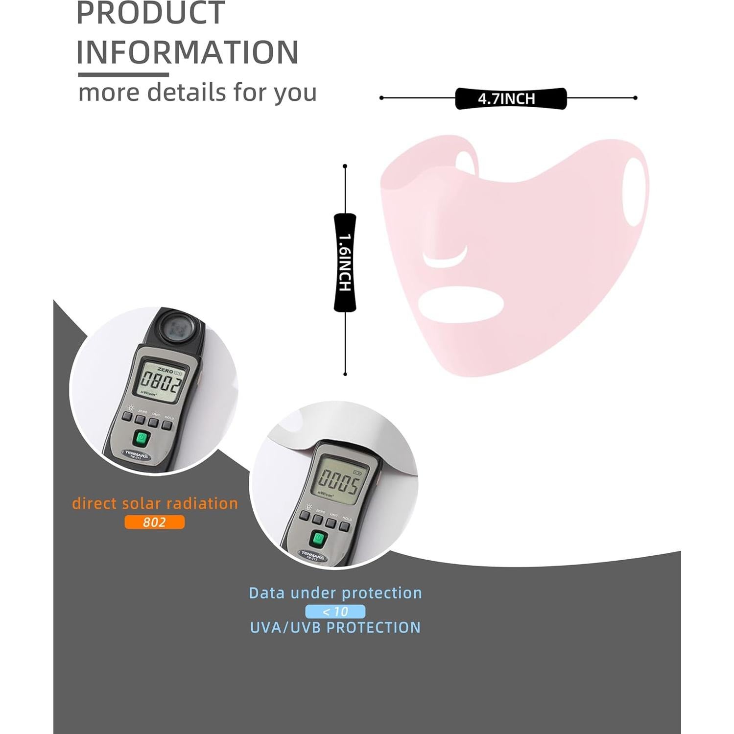 Máscara Facial UV UPF50+ Lavable Rosa para Ciclismo y Correr
