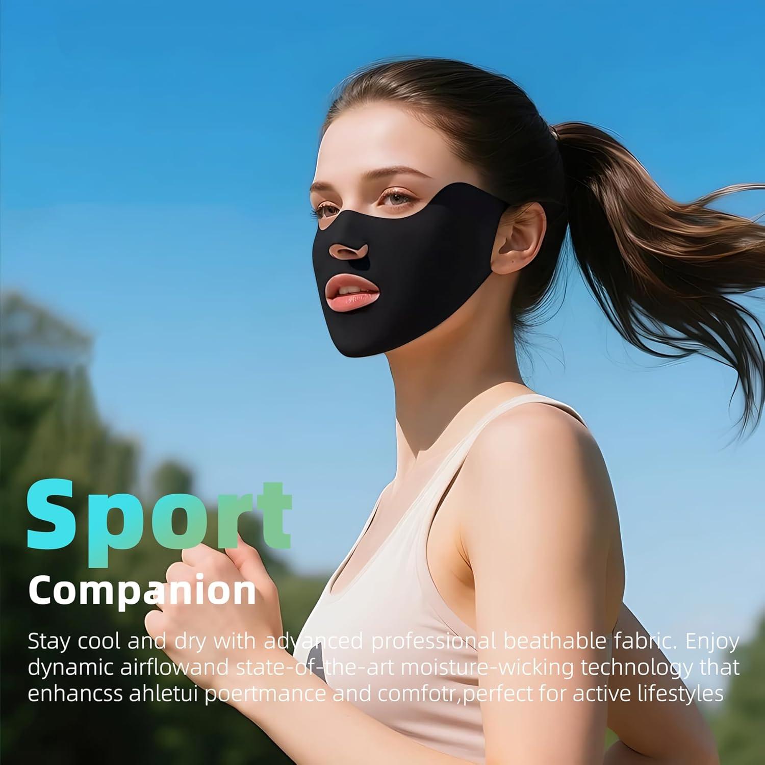 Máscara Facial UV UPF50+ Lavable Rosa para Ciclismo y Correr