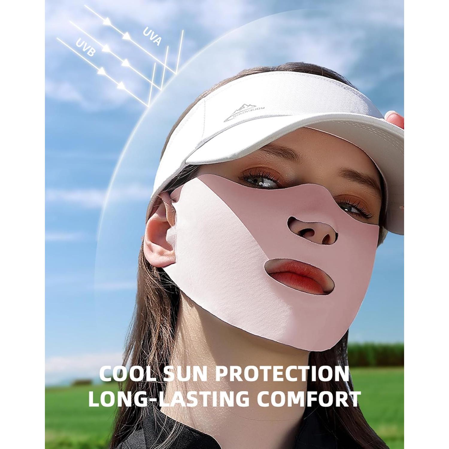 Máscara Facial UV UPF50+ Lavable Rosa para Ciclismo y Correr