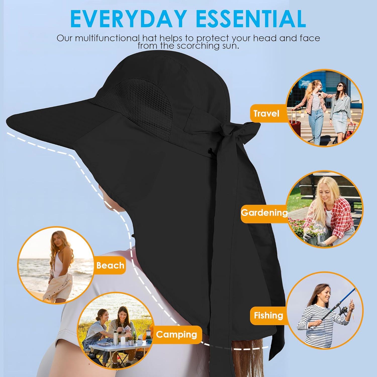 Sombrero de Sol Plegable UV 50+ para Mujeres - Negro