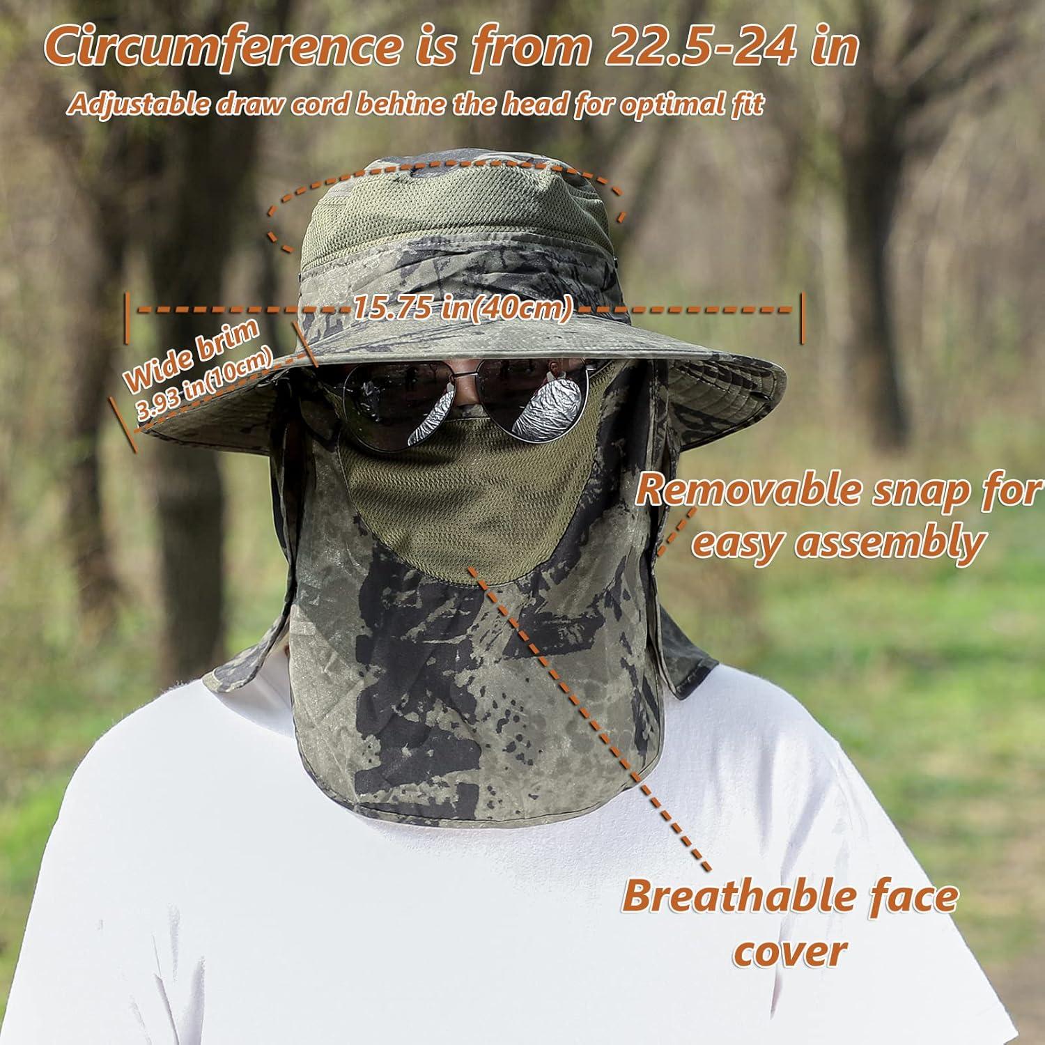 Sombrero de Pesca FLYEARTH UPF 50+ con Visera Ancha y Cubierta Facial