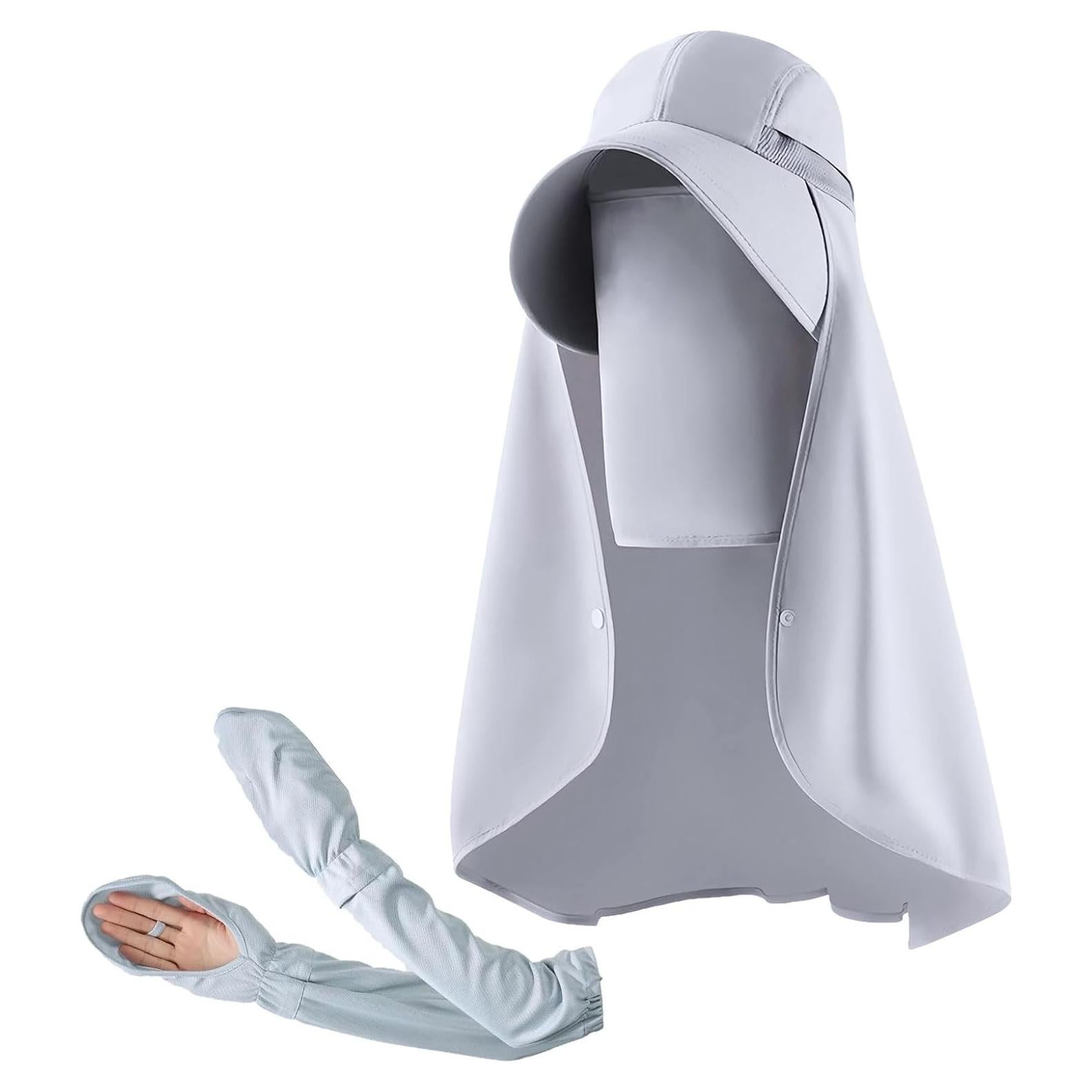 Sombrero de Sol Hikiwin con Mangas UPF 50+ Gris Unisex