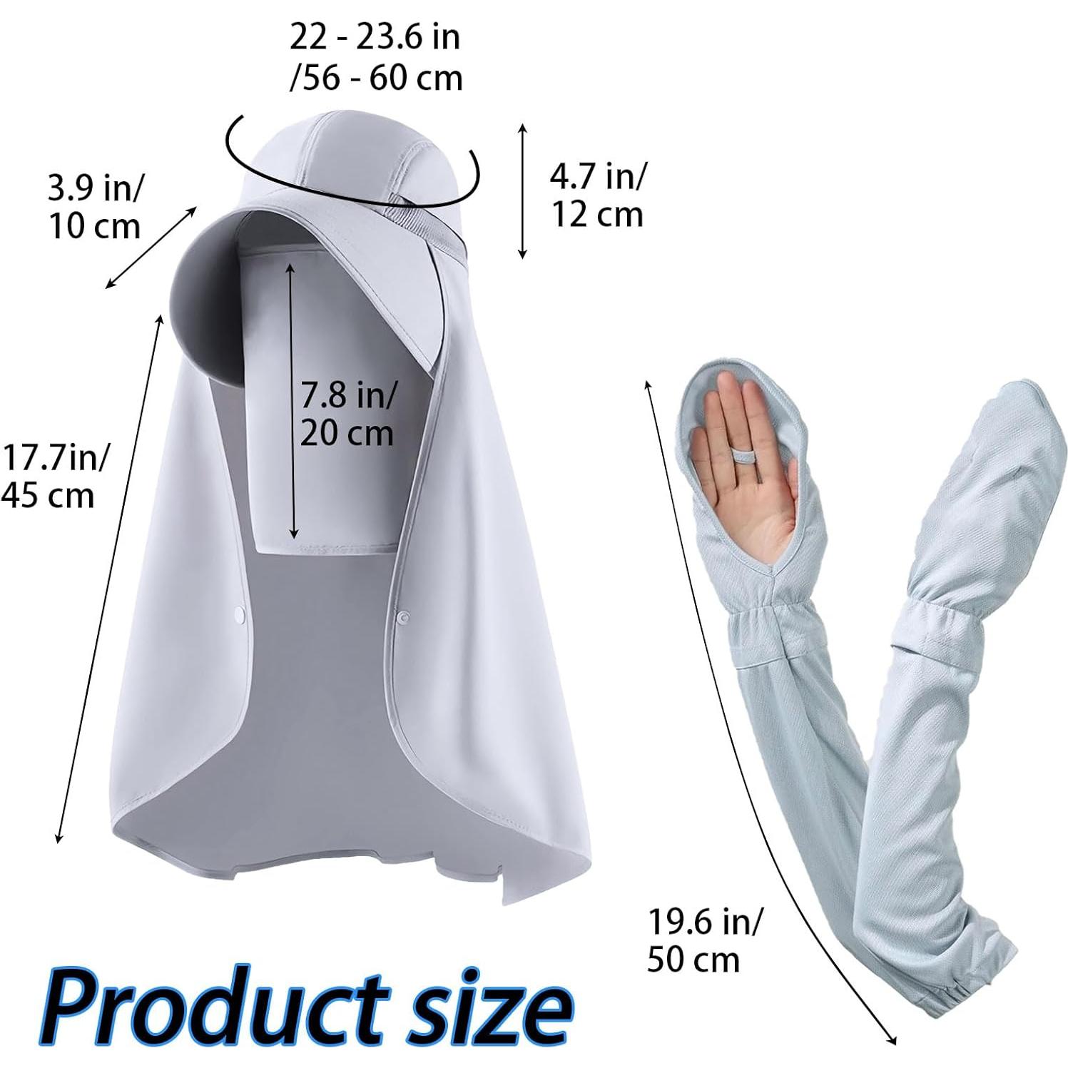 Sombrero de Sol Hikiwin con Mangas UPF 50+ Gris Unisex