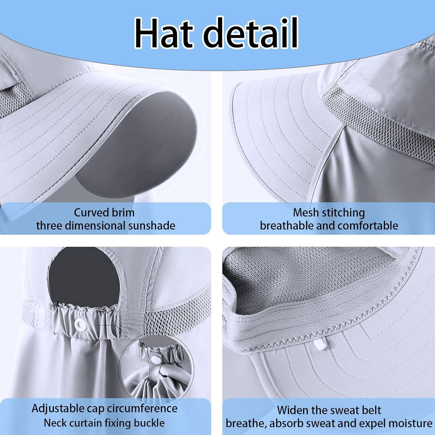 Sombrero de Sol Hikiwin con Mangas UPF 50+ Gris Unisex