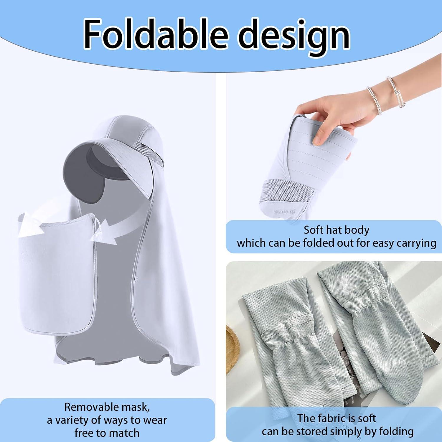 Sombrero de Sol Hikiwin con Mangas UPF 50+ Gris Unisex