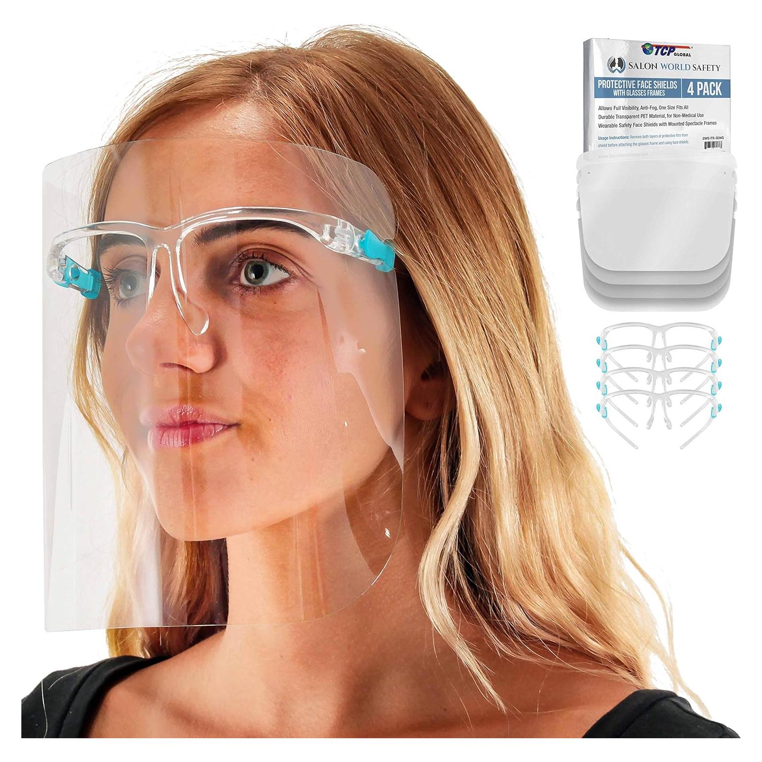 Escudos Faciales de Seguridad TCP Global - Paquete de 4 Ultra Claros