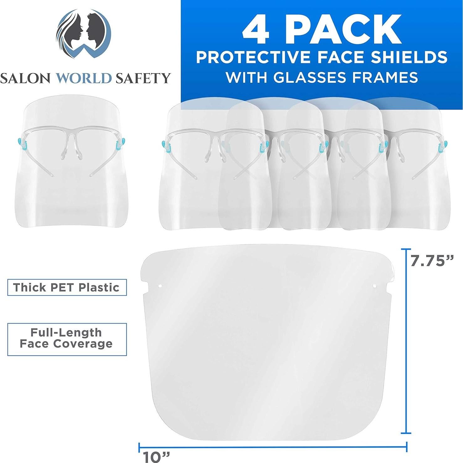 Escudos Faciales de Seguridad TCP Global - Paquete de 4 Ultra Claros