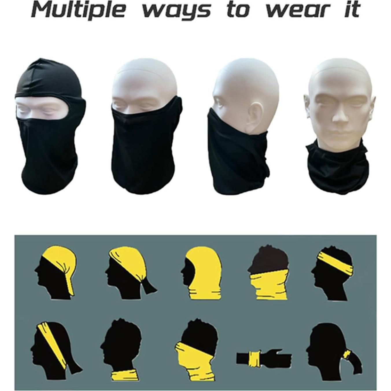 3 Balaclavas Negras Unisex para Ciclismo y Motocicleta