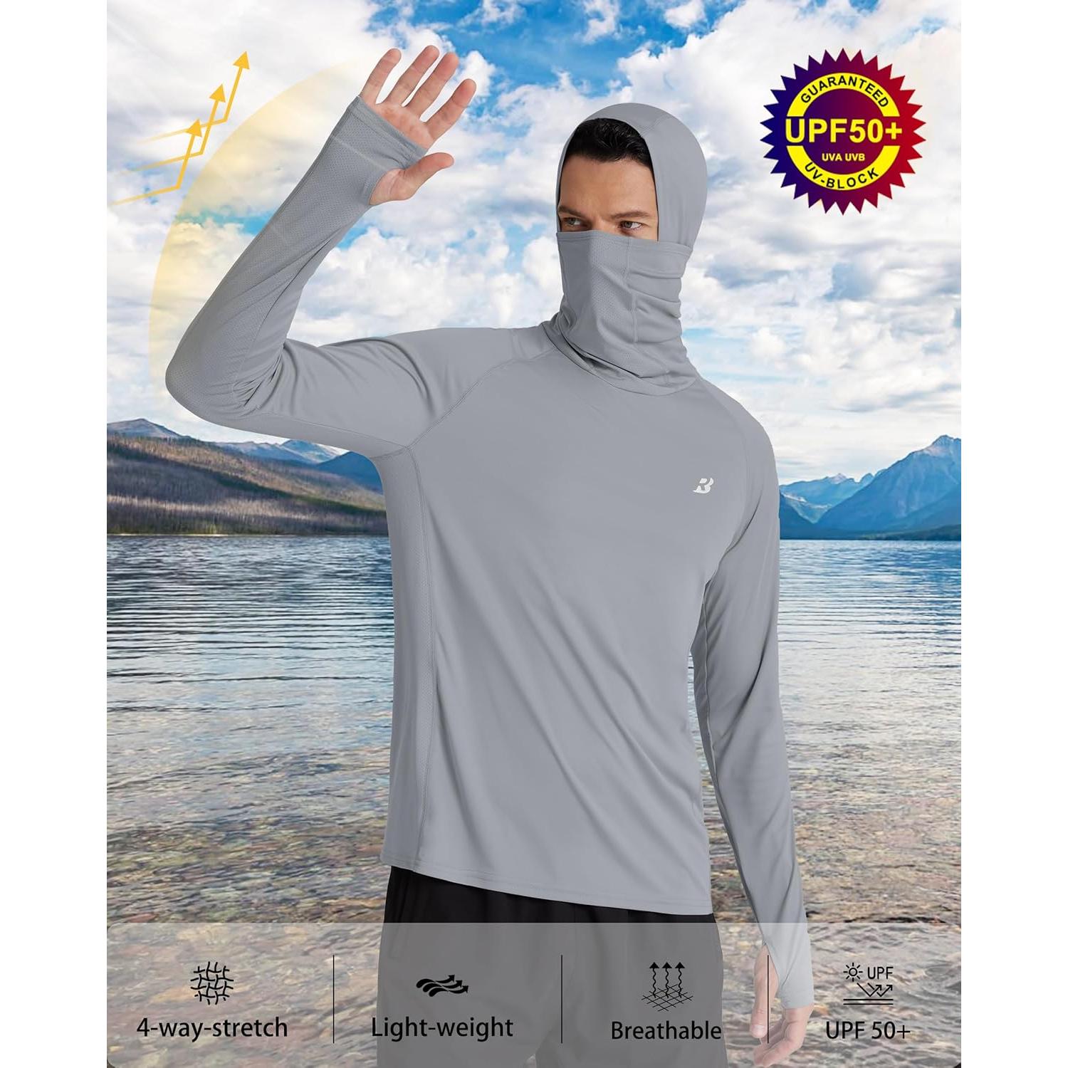 Camisa de Pesca con Capucha UPF 50+ Roadbox Hombre Gris Grande