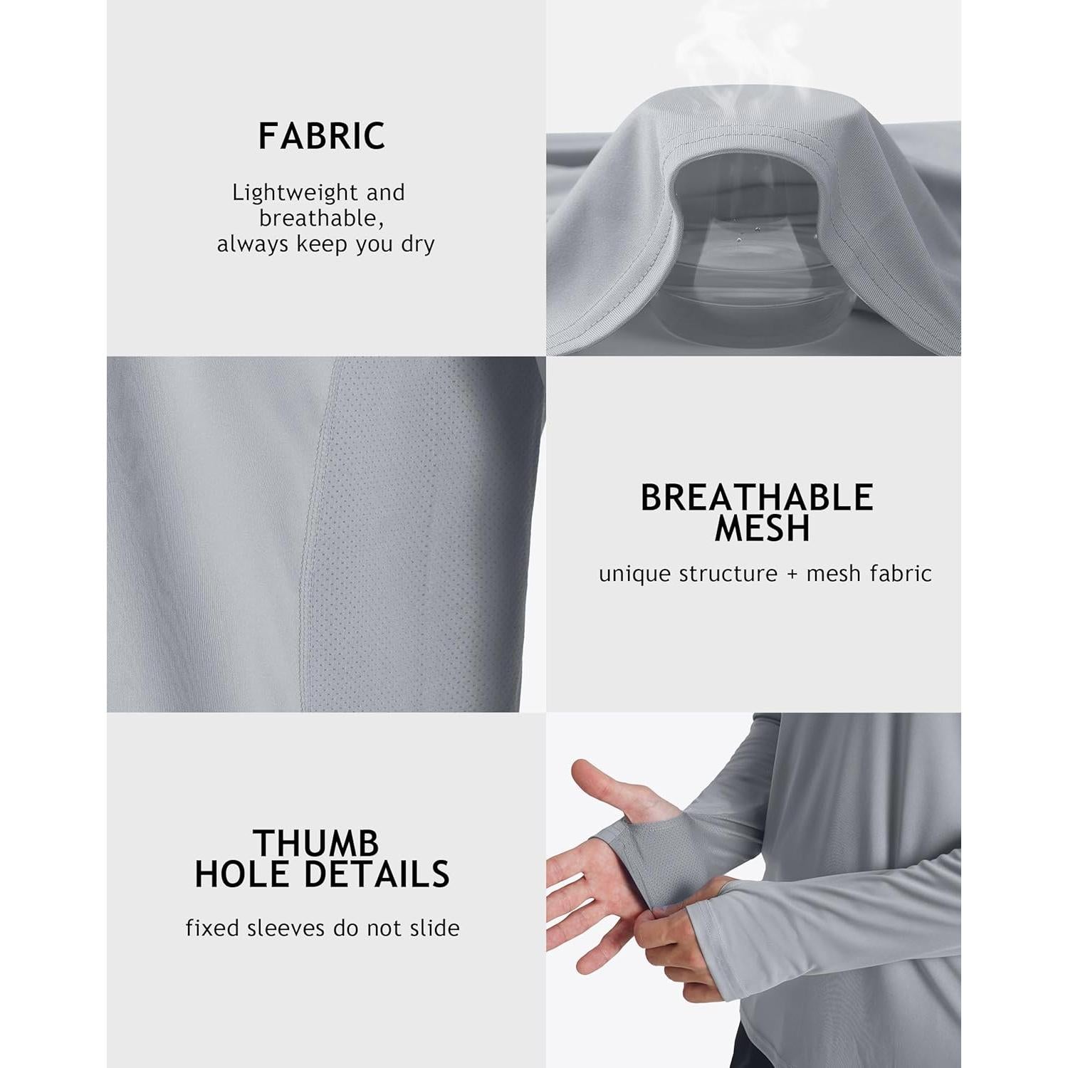 Camisa de Pesca con Capucha UPF 50+ Roadbox Hombre Gris Grande