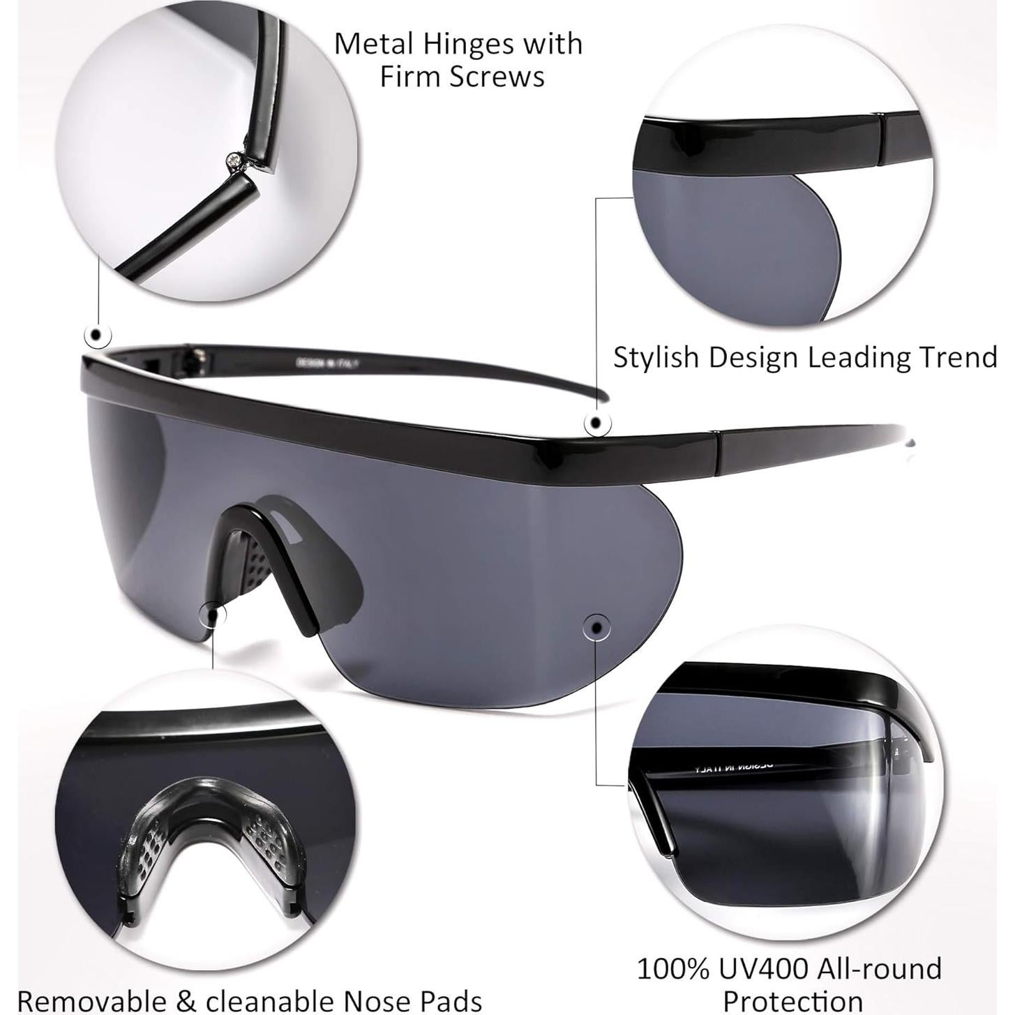 Gafas de Sol Deportivas FEISEDY B2522 Espejo 56mm para Hombres y Mujeres