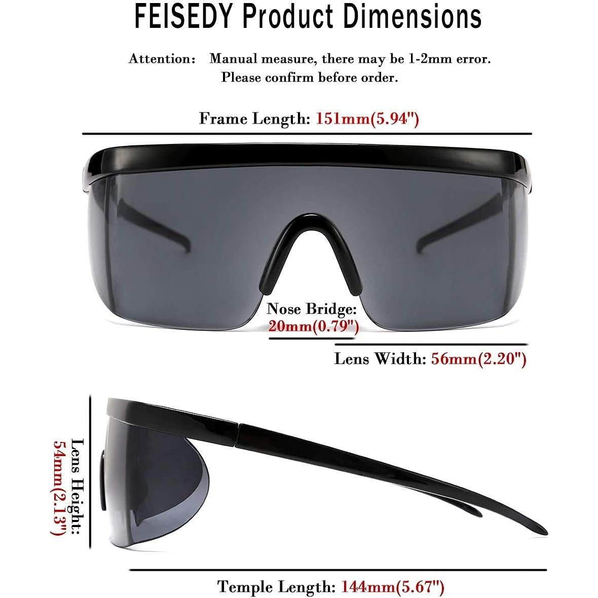 Gafas de Sol Deportivas FEISEDY B2522 Espejo 56mm para Hombres y Mujeres