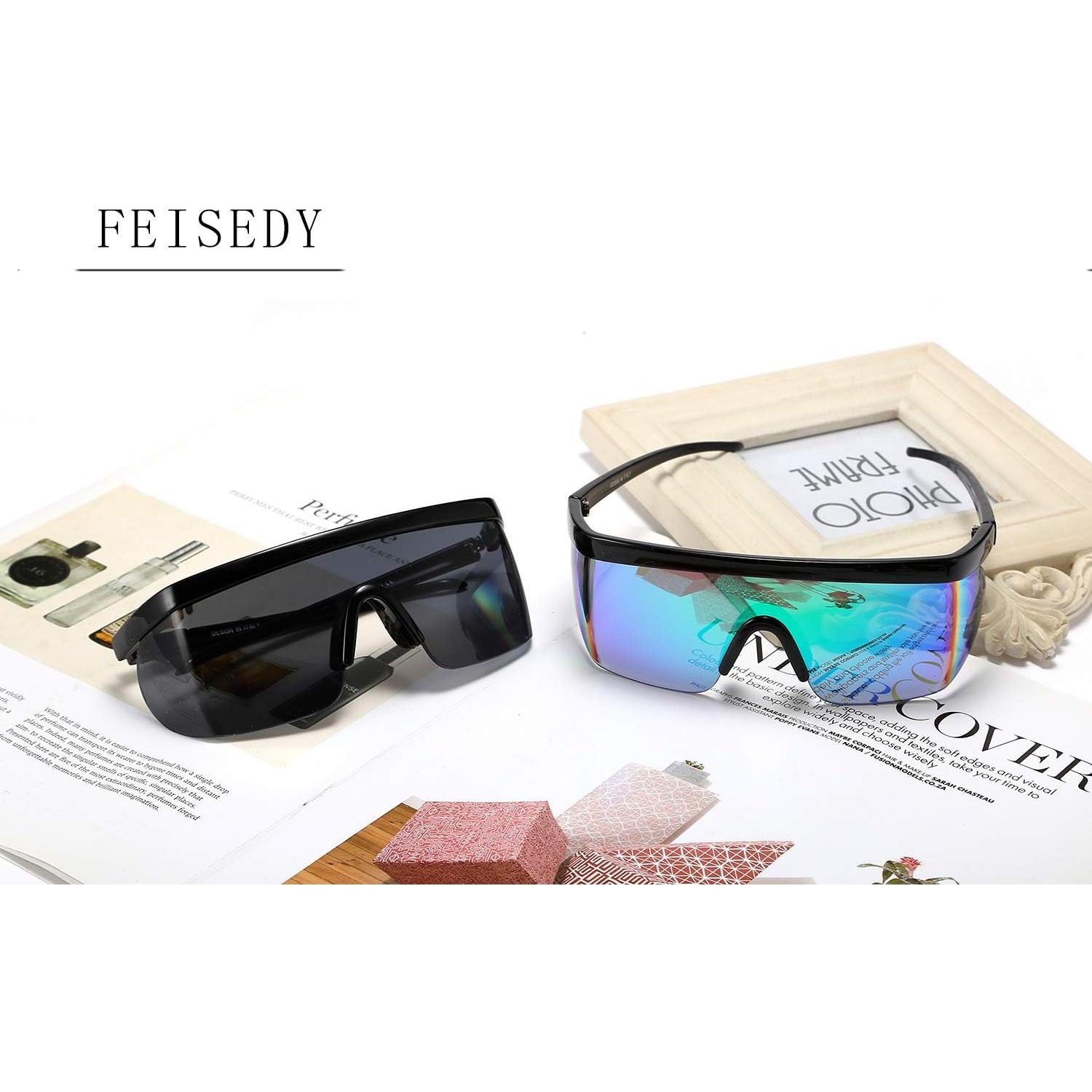 Gafas de Sol Deportivas FEISEDY B2522 Espejo 56mm para Hombres y Mujeres