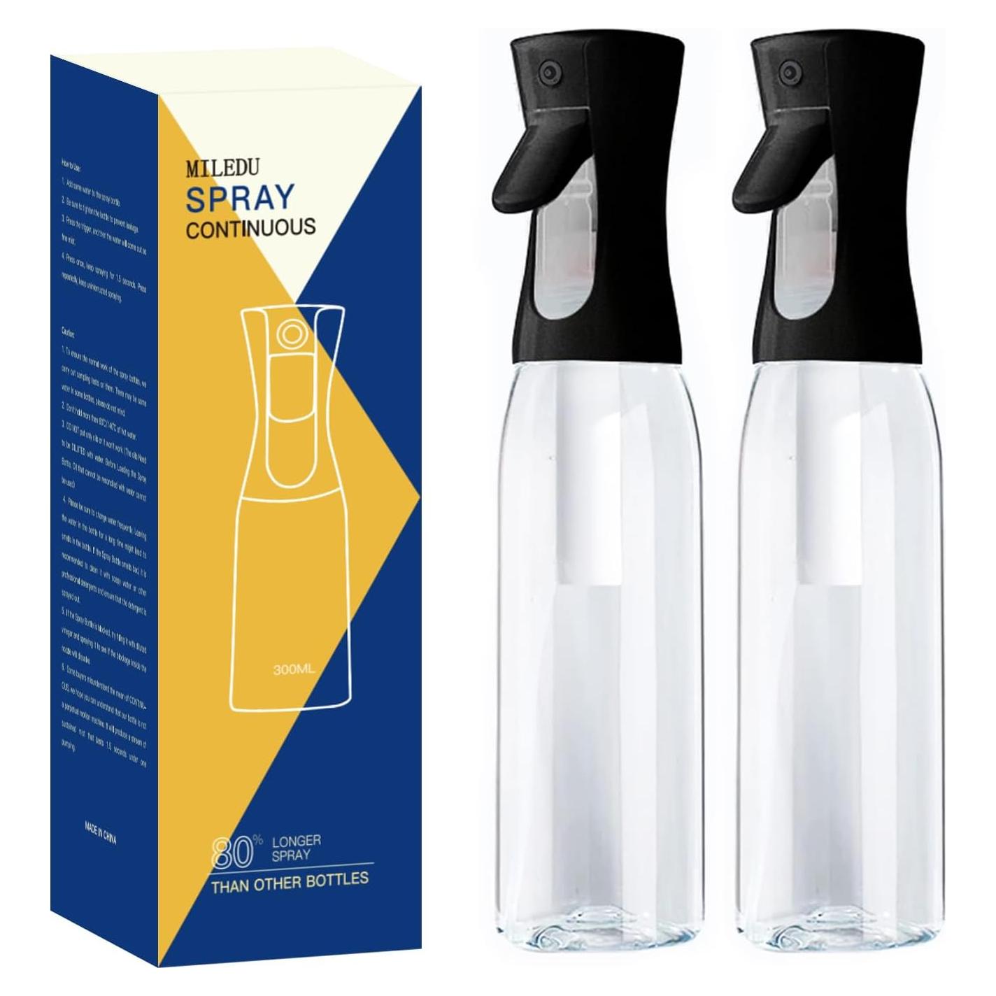 Botella Spray Niebla Continua MILEDU 300ml 2Pcs Negro