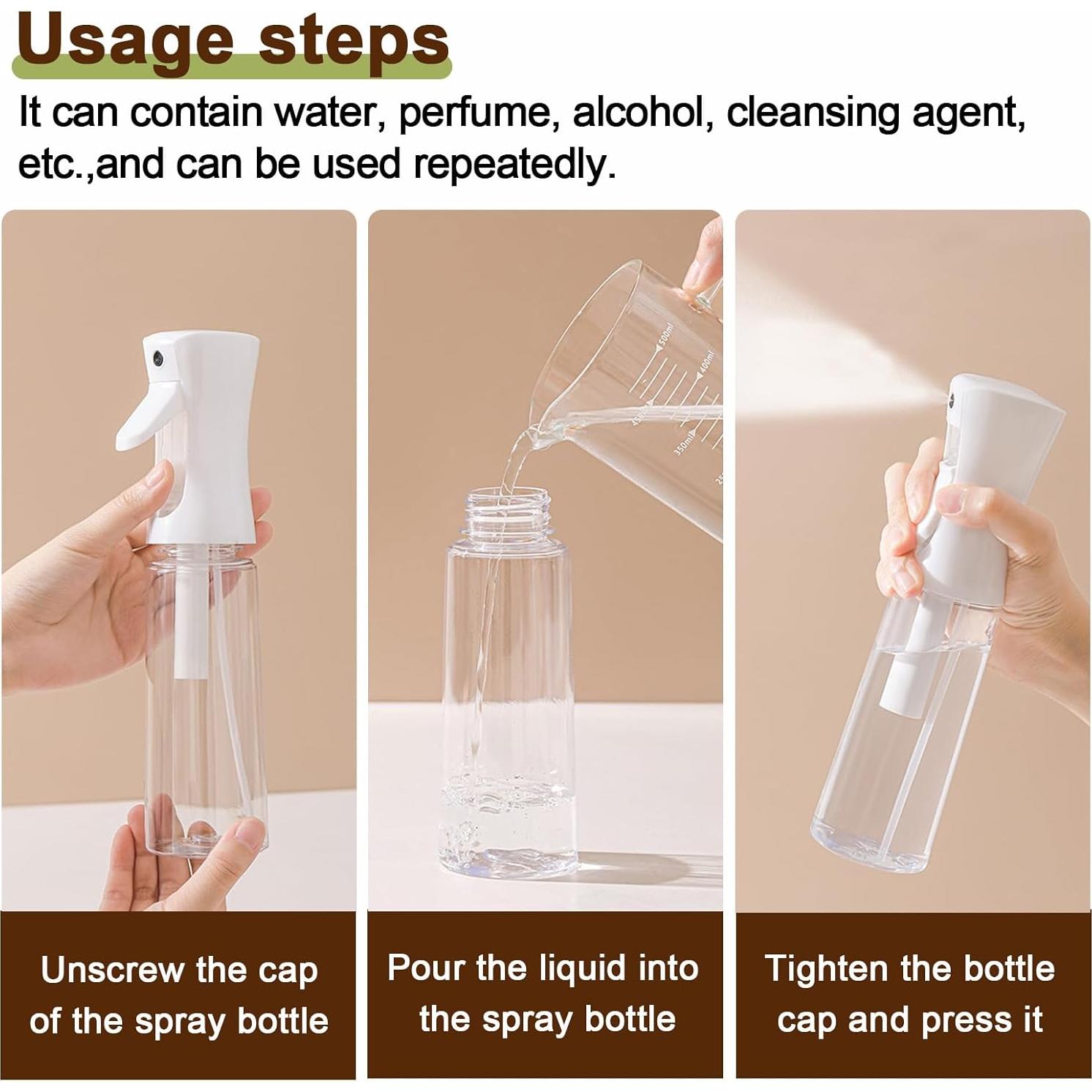 Botella Spray Niebla Continua MILEDU 300ml 2Pcs Negro