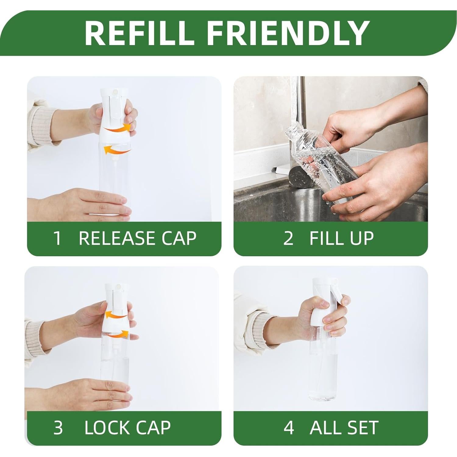 Paquete de 2 Botellas Spray Nebulización Fina 300ml aireza