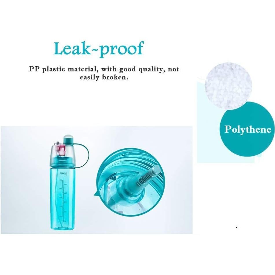 Botella de Agua Deportiva FveBzem 600ml con Spray y Popote