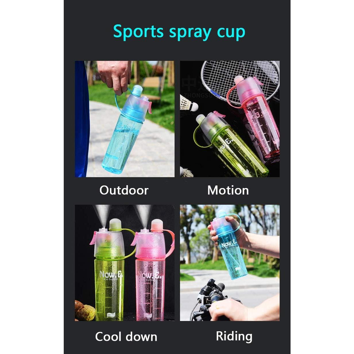 Botella de Agua Deportiva FveBzem 600ml con Spray y Popote