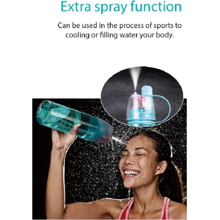 Botella de Agua Deportiva FveBzem 600ml con Spray y Popote