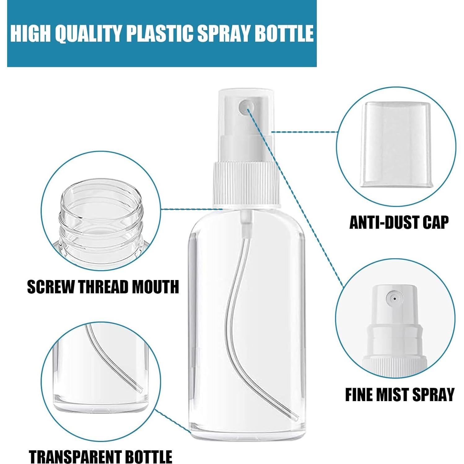 100 Botellas de Spray Reutilizables AODESTINY 30ml Plástico