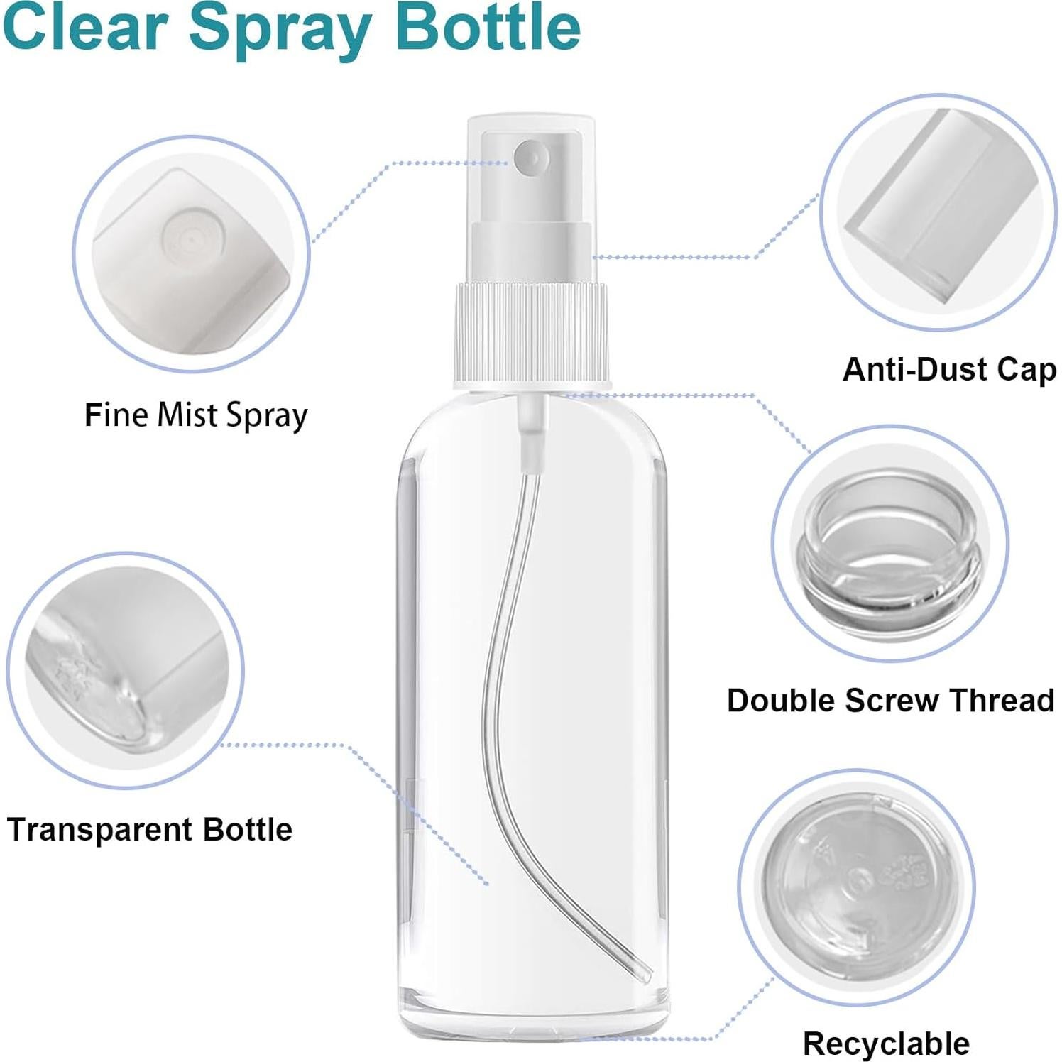 Set de 6 Botellas de Spray Dhrbsx 50ml Transparentes Recargables