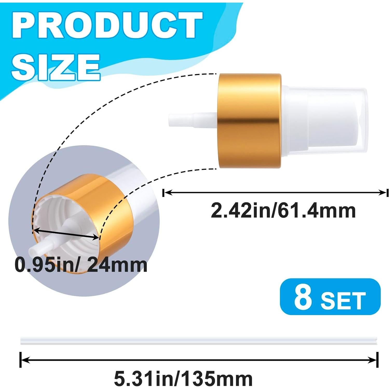 8 Tapas de Botella de Spray Alpinleux 24/410 Doradas