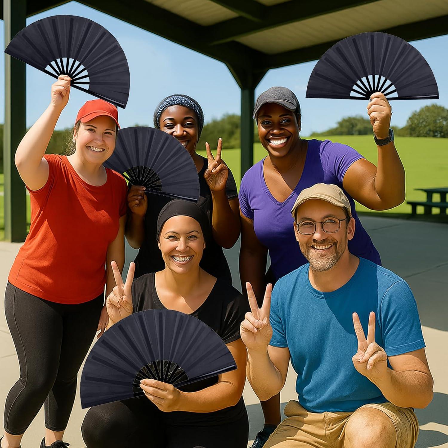 Abanicos Plegables JOHAUSE 3 Pcs 33cm Negros para Fiesta