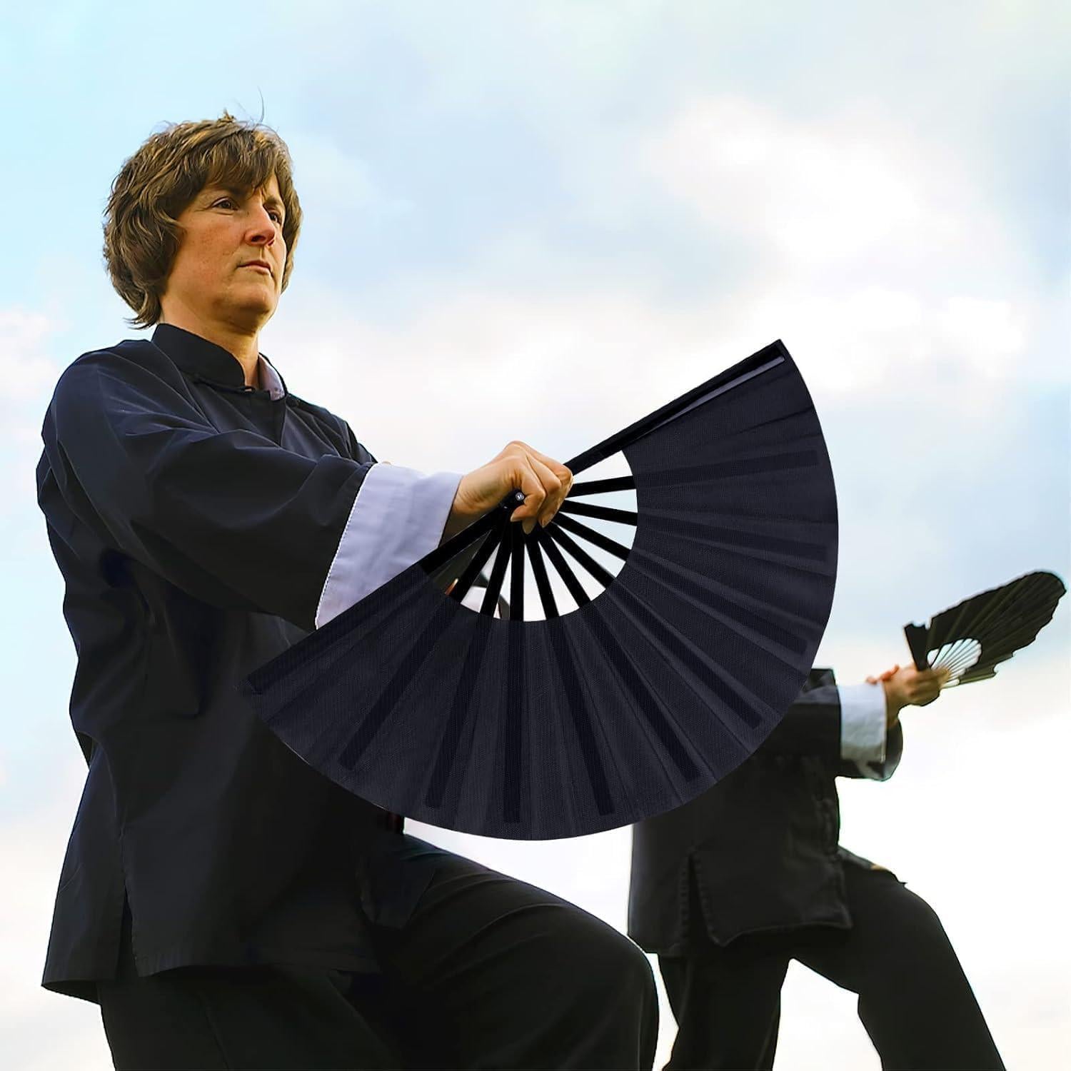 Abanicos Plegables JOHAUSE 3 Pcs 33cm Negros para Fiesta