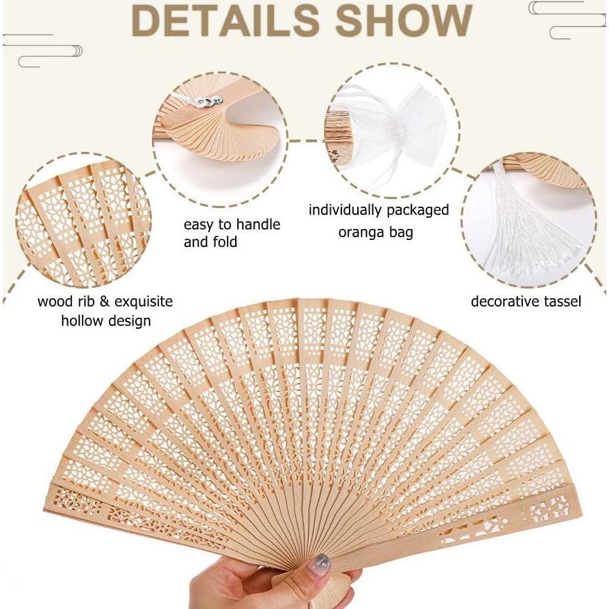 Abanicos de Madera Plegables ZOOFOX 25 Piezas 19.81 cm
