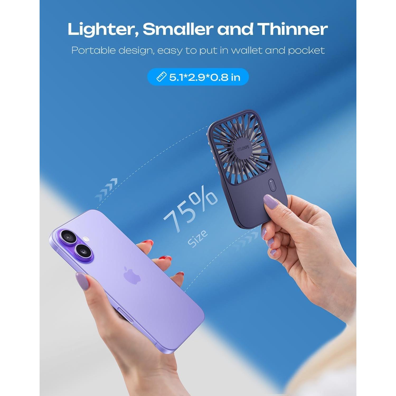 Ventilador de Mano Portátil Otlonpe S-F30 Recargable 3 Velocidades Azul