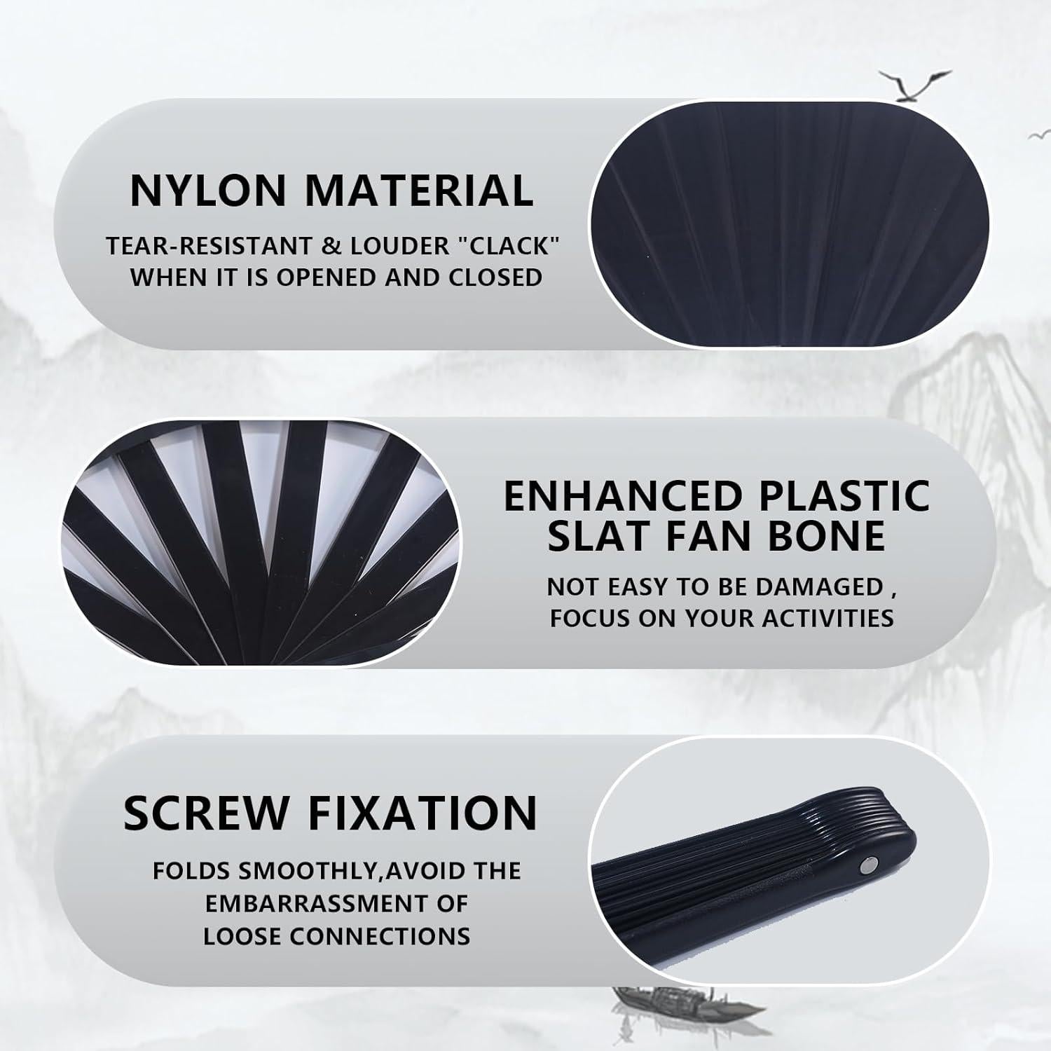 Ventilador Plegable Portátil NOIMTTY Negro para Raves y Baile