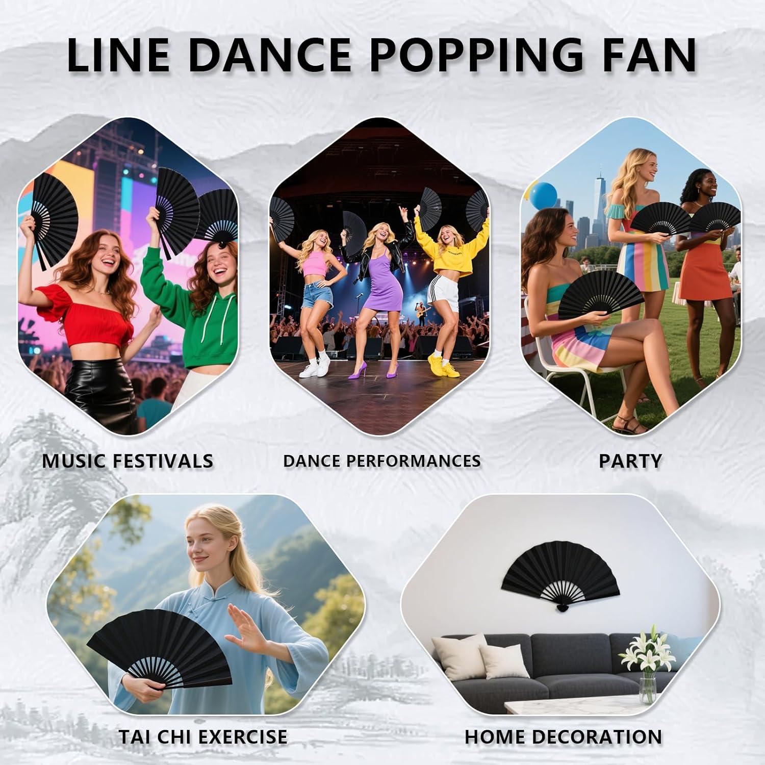 Ventilador Plegable Portátil NOIMTTY Negro para Raves y Baile