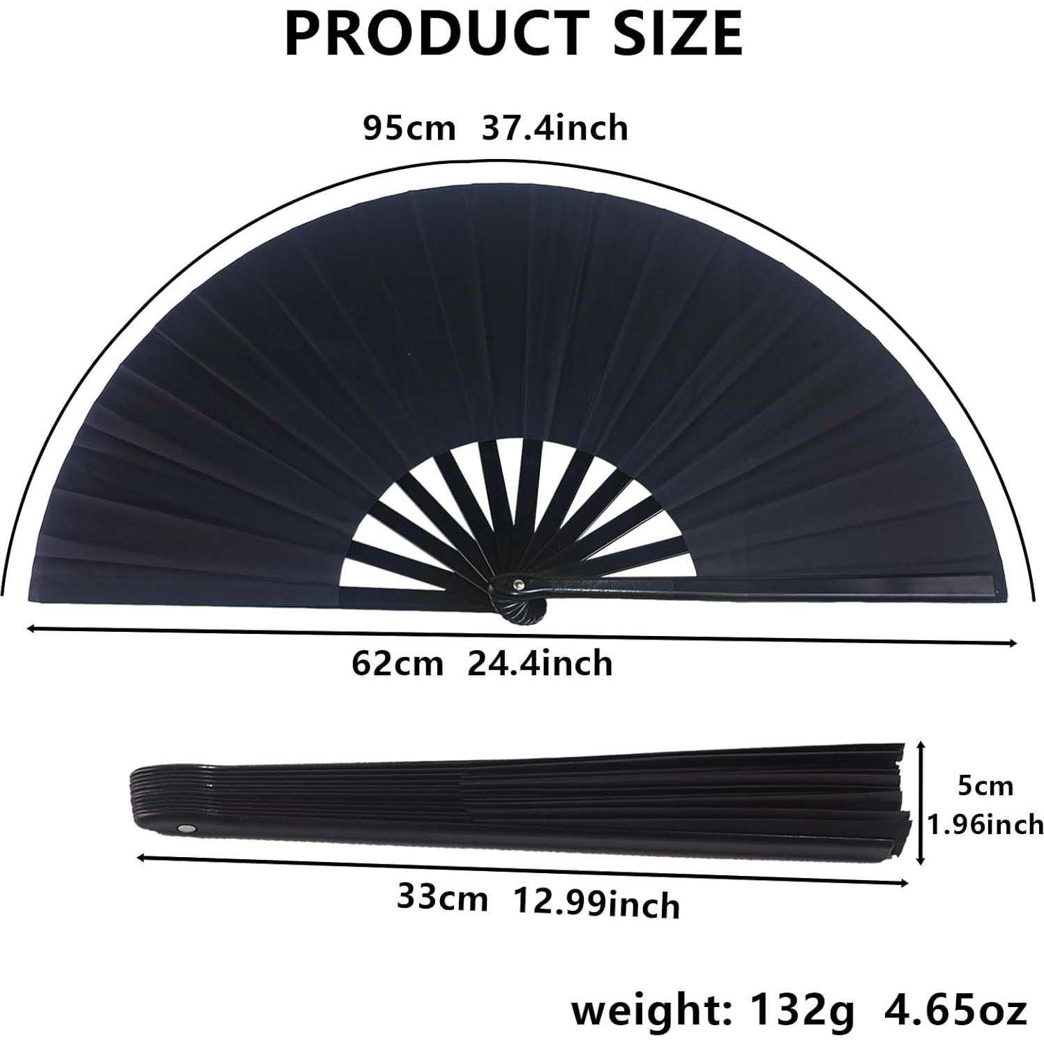 Ventilador Plegable Portátil NOIMTTY Negro para Raves y Baile