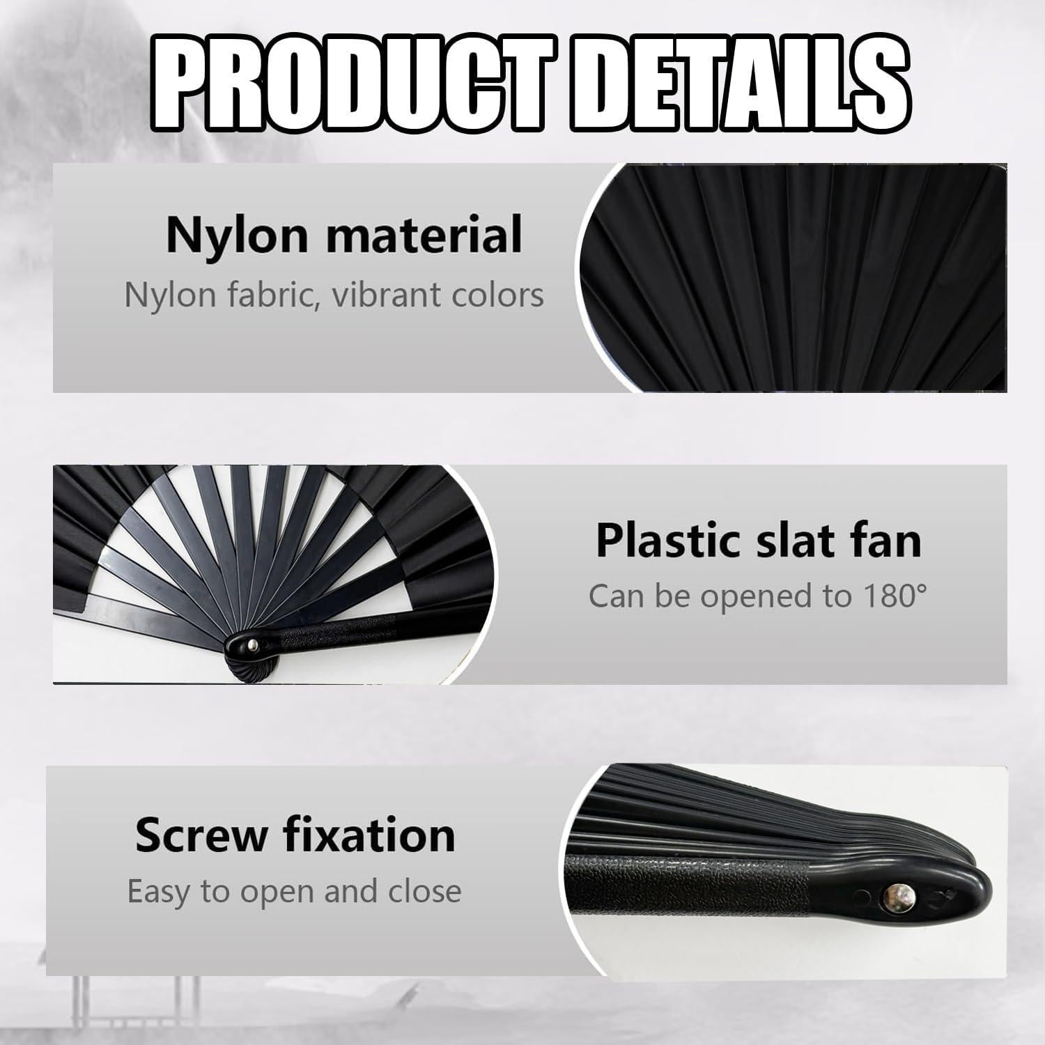 Ventilador de Mano Plegable Genérico Blanco 33 cm para Eventos