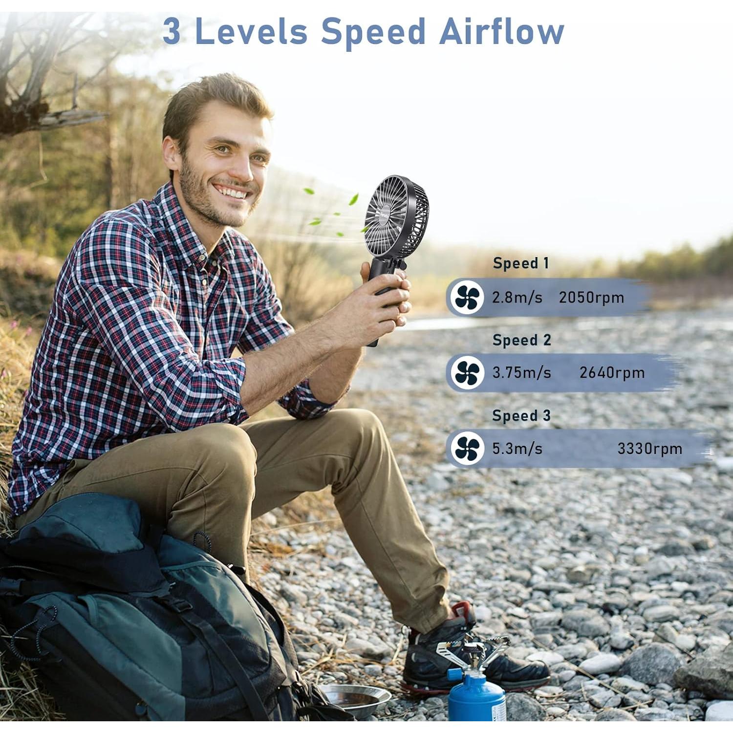 Ventilador de Mano Portátil FARADAY 4800mAh 3 Velocidades Negro