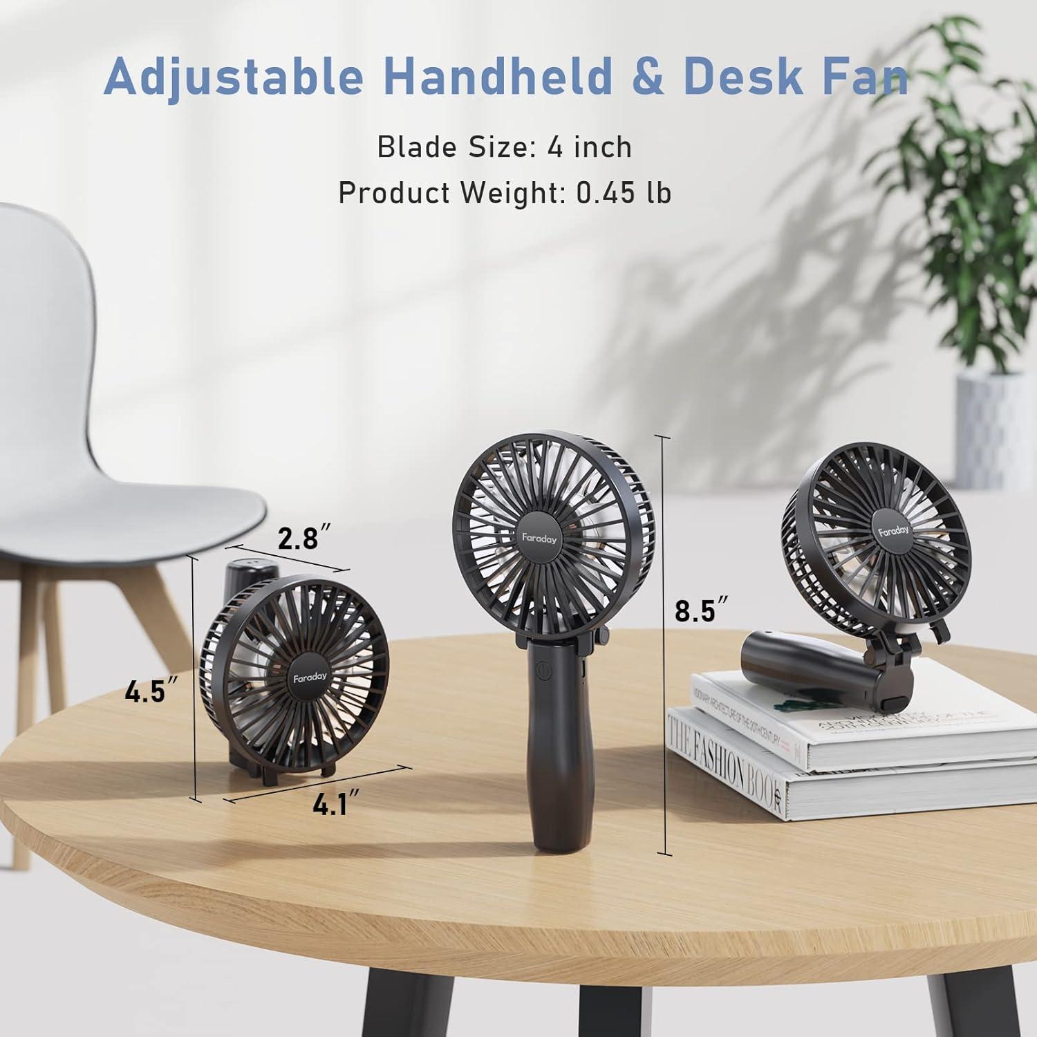 Ventilador de Mano Portátil FARADAY 4800mAh 3 Velocidades Negro