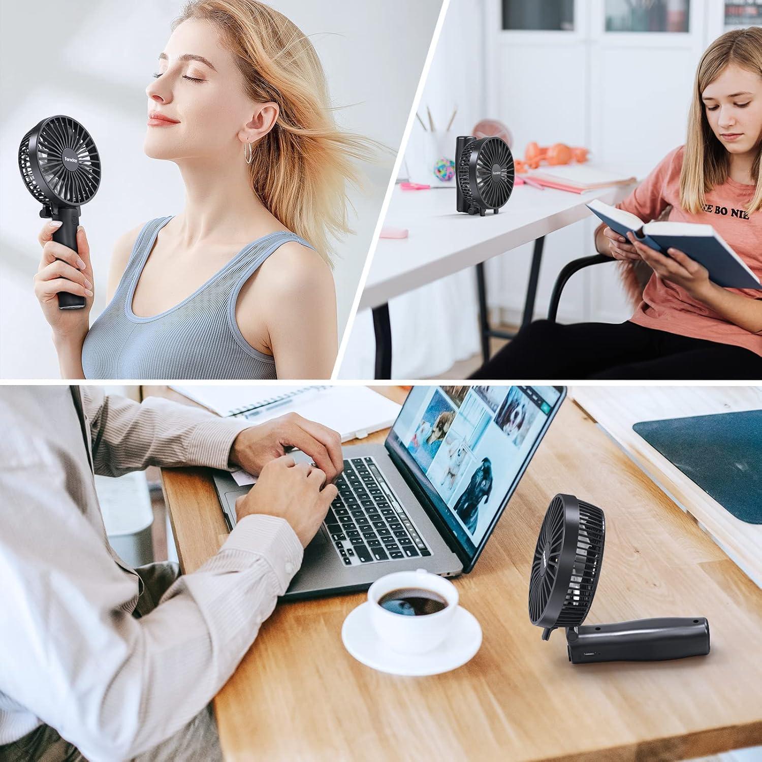 Ventilador de Mano Portátil FARADAY 4800mAh 3 Velocidades Negro