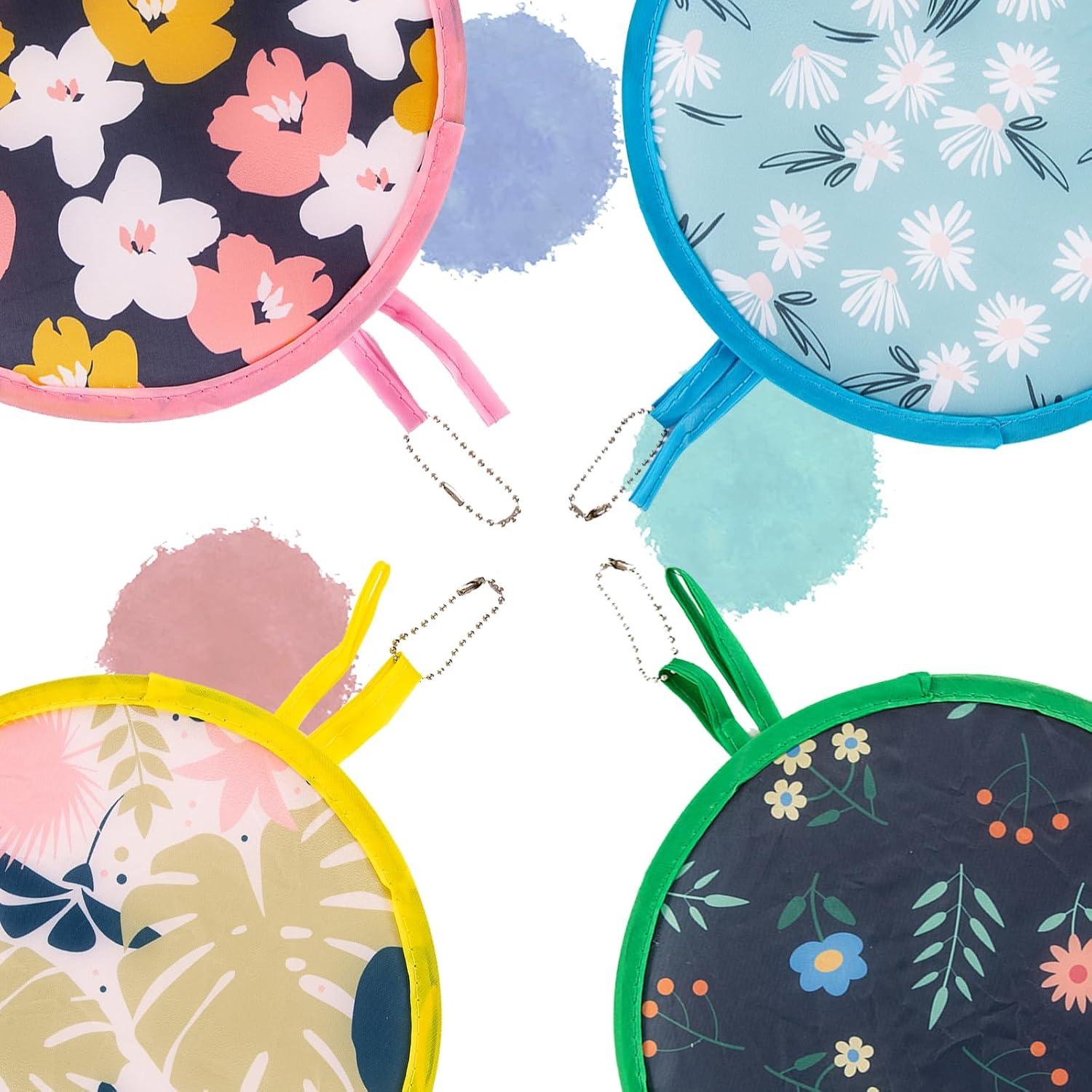 Ventilador Plegable Redondo JYSILIYH Floral 4 Piezas