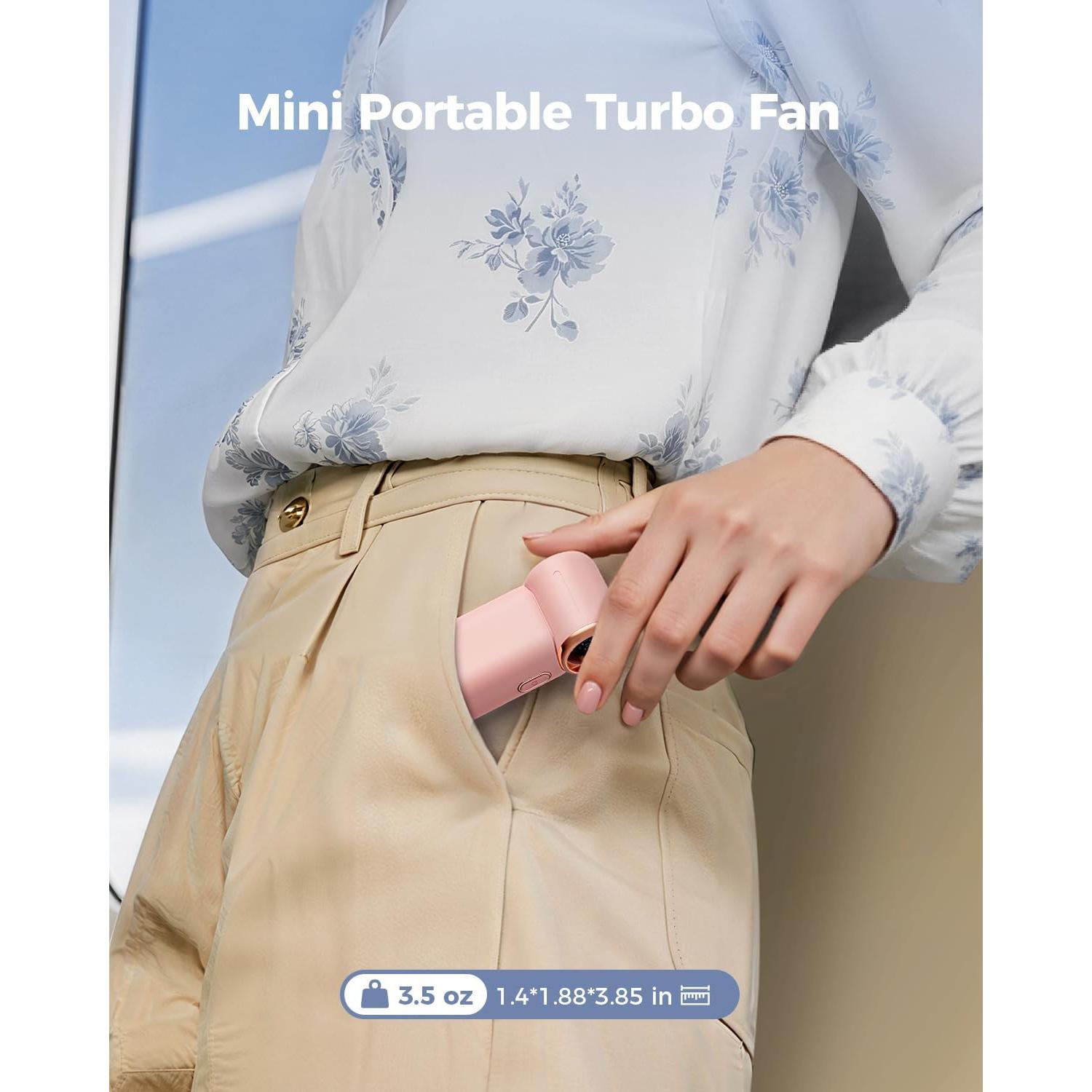 Ventilador Turbo de Mano SWEETFULL S46 Rosa Recargable 12H