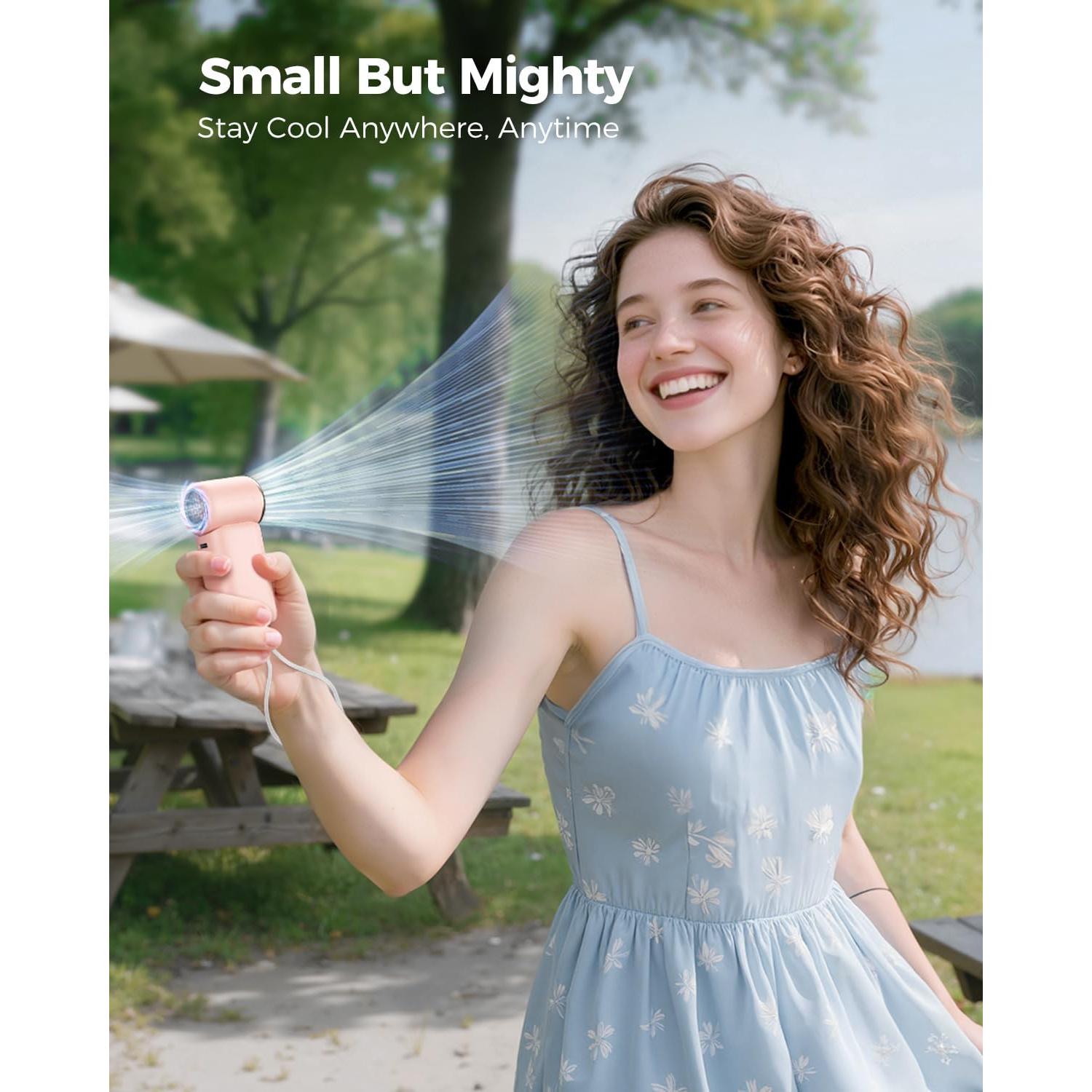 Ventilador Turbo de Mano SWEETFULL S46 Rosa Recargable 12H