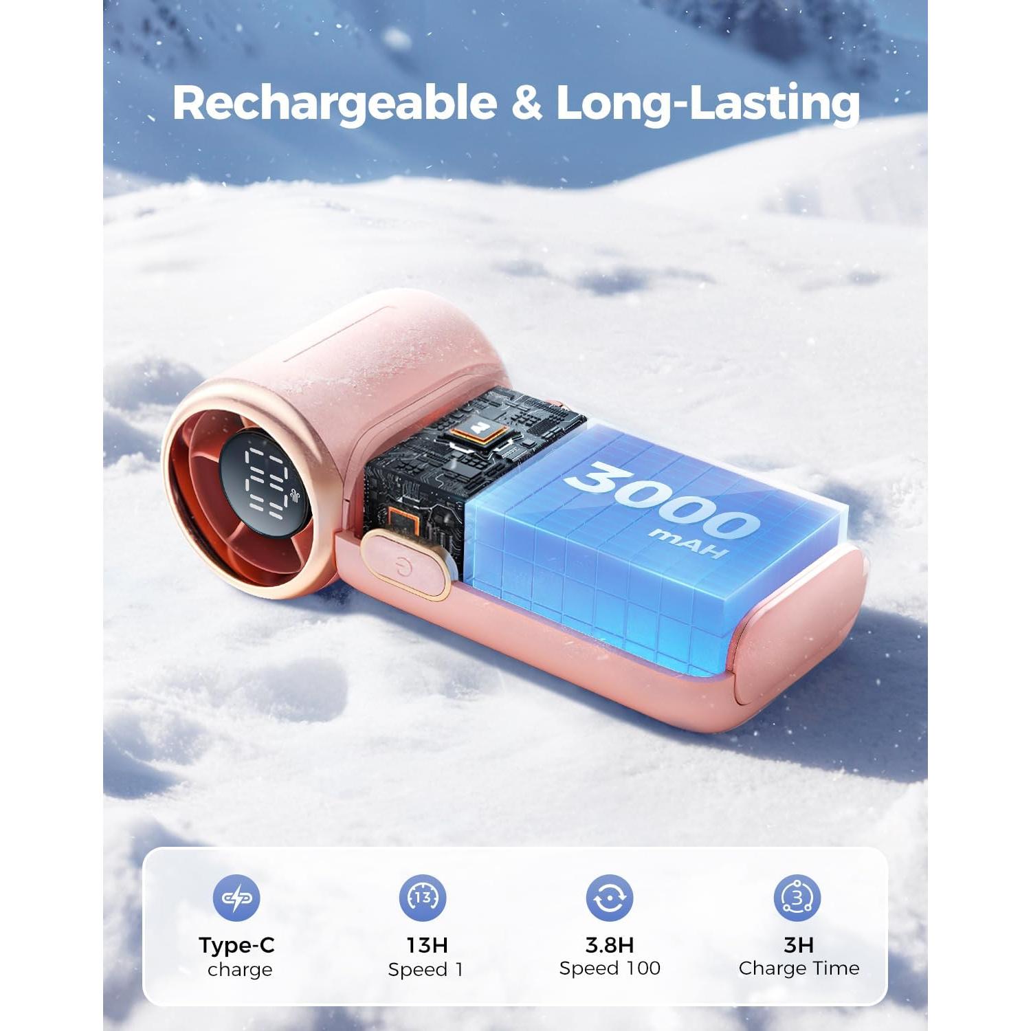 Ventilador Turbo de Mano SWEETFULL S46 Rosa Recargable 12H