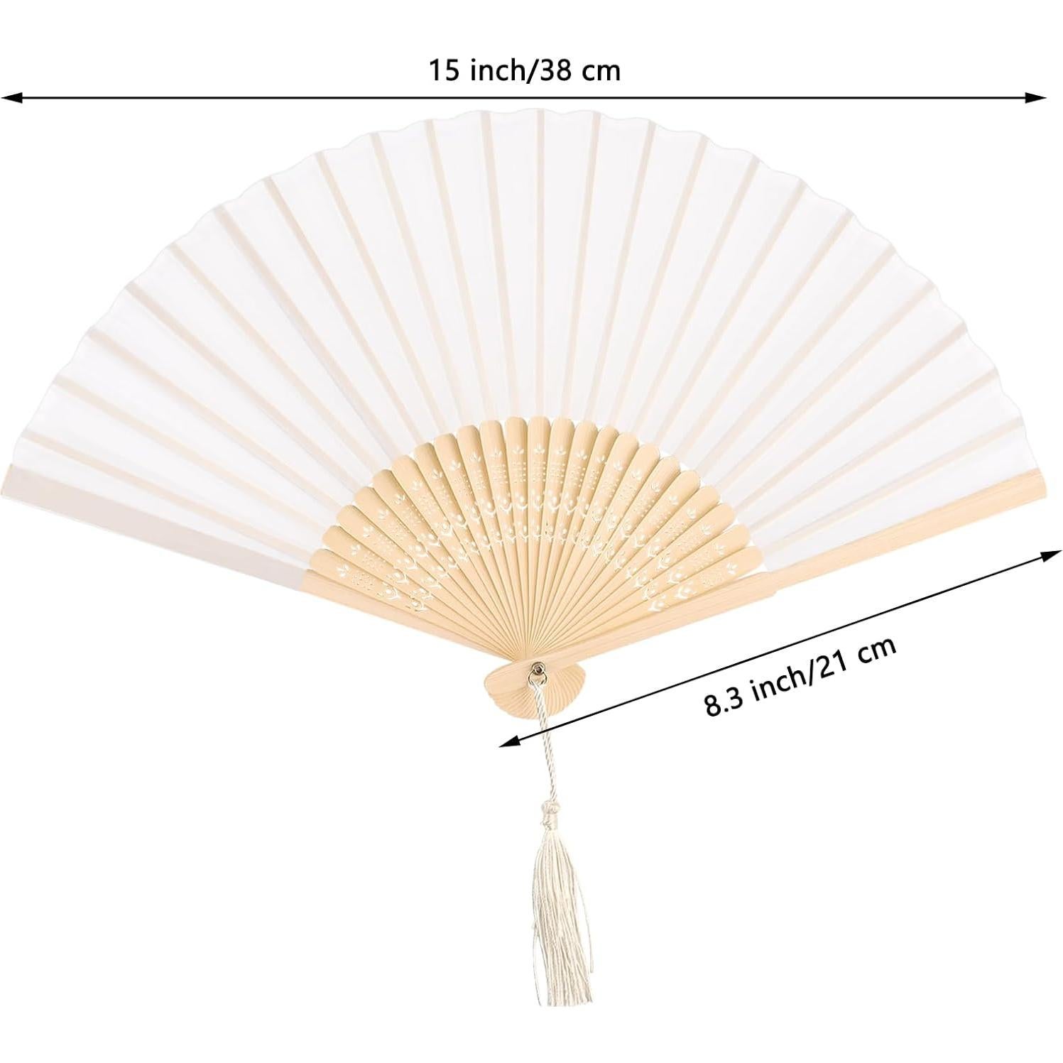 Conjunto de 2 Abanicos de Seda YOLCAR Negro y Blanco 38x21cm