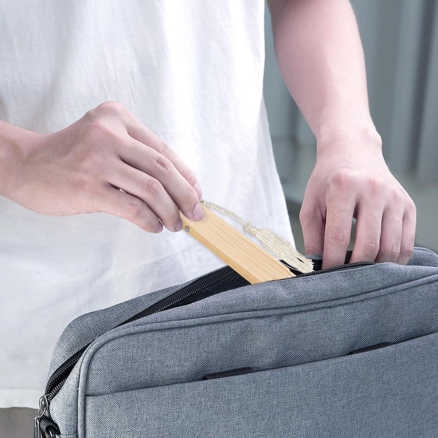 Conjunto de 2 Abanicos de Seda YOLCAR Negro y Blanco 38x21cm