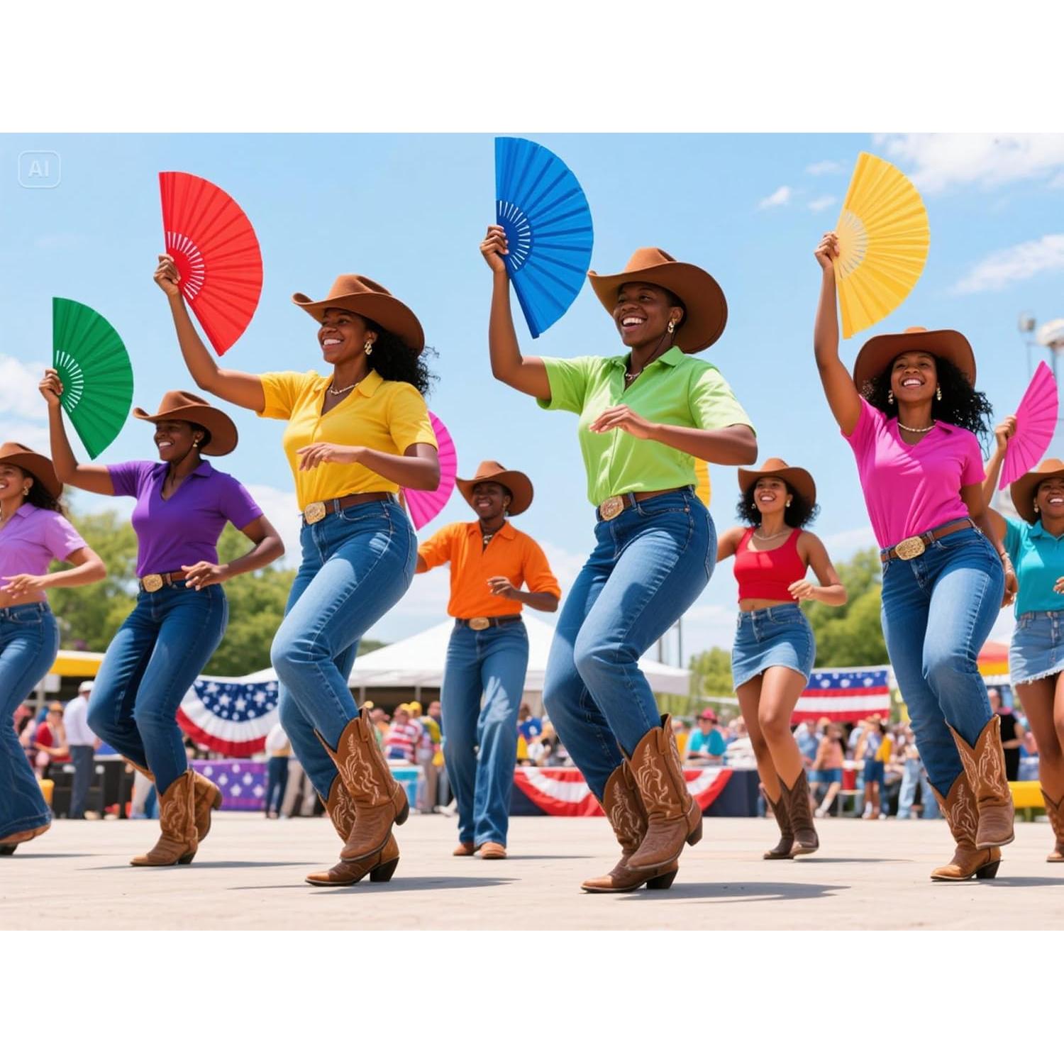 Ventiladores Popping de Baile en Línea 2pcs Verde+Morado