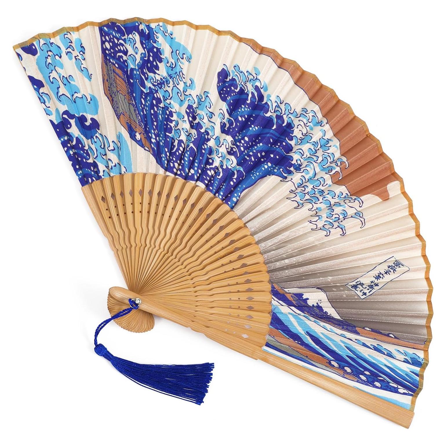 Abanico Plegable Grevosea de Bambú y Seda 38 cm - Elegante