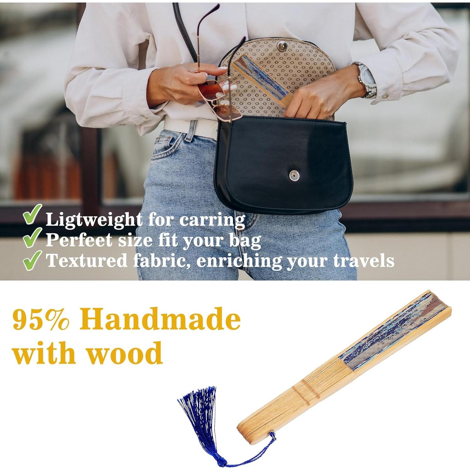 Abanico Plegable Grevosea de Bambú y Seda 38 cm - Elegante