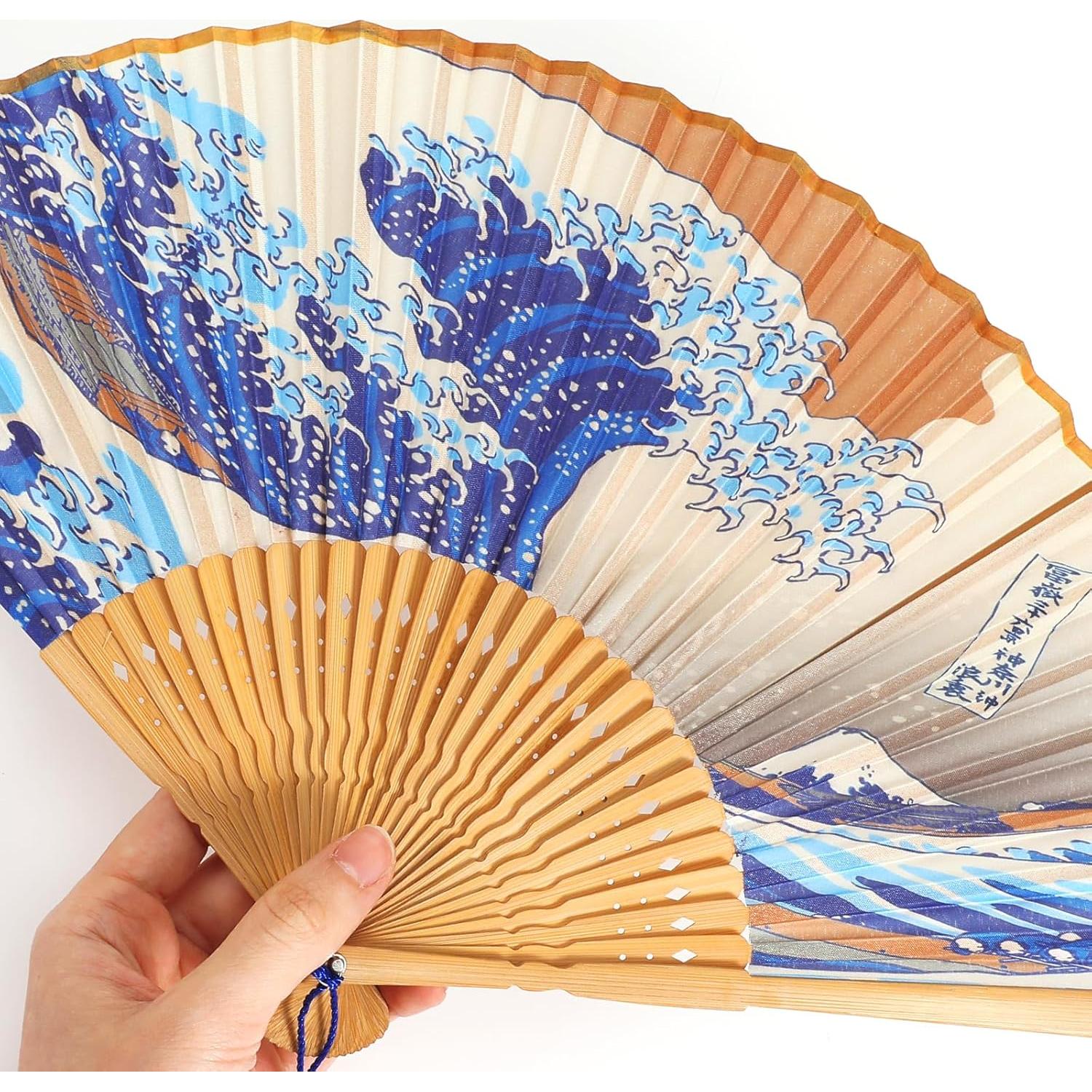 Abanico Plegable Grevosea de Bambú y Seda 38 cm - Elegante