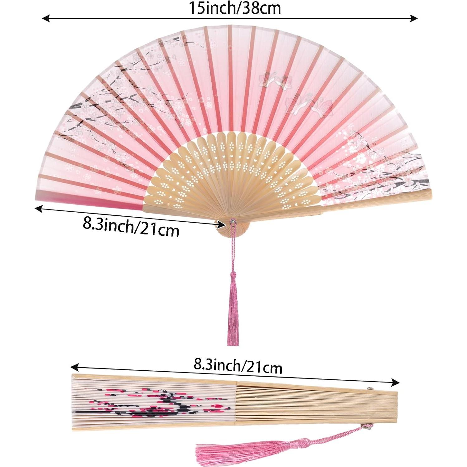 Juego de 4 Abanicos Plegables de Seda JTYKUYR - Floral Vintage