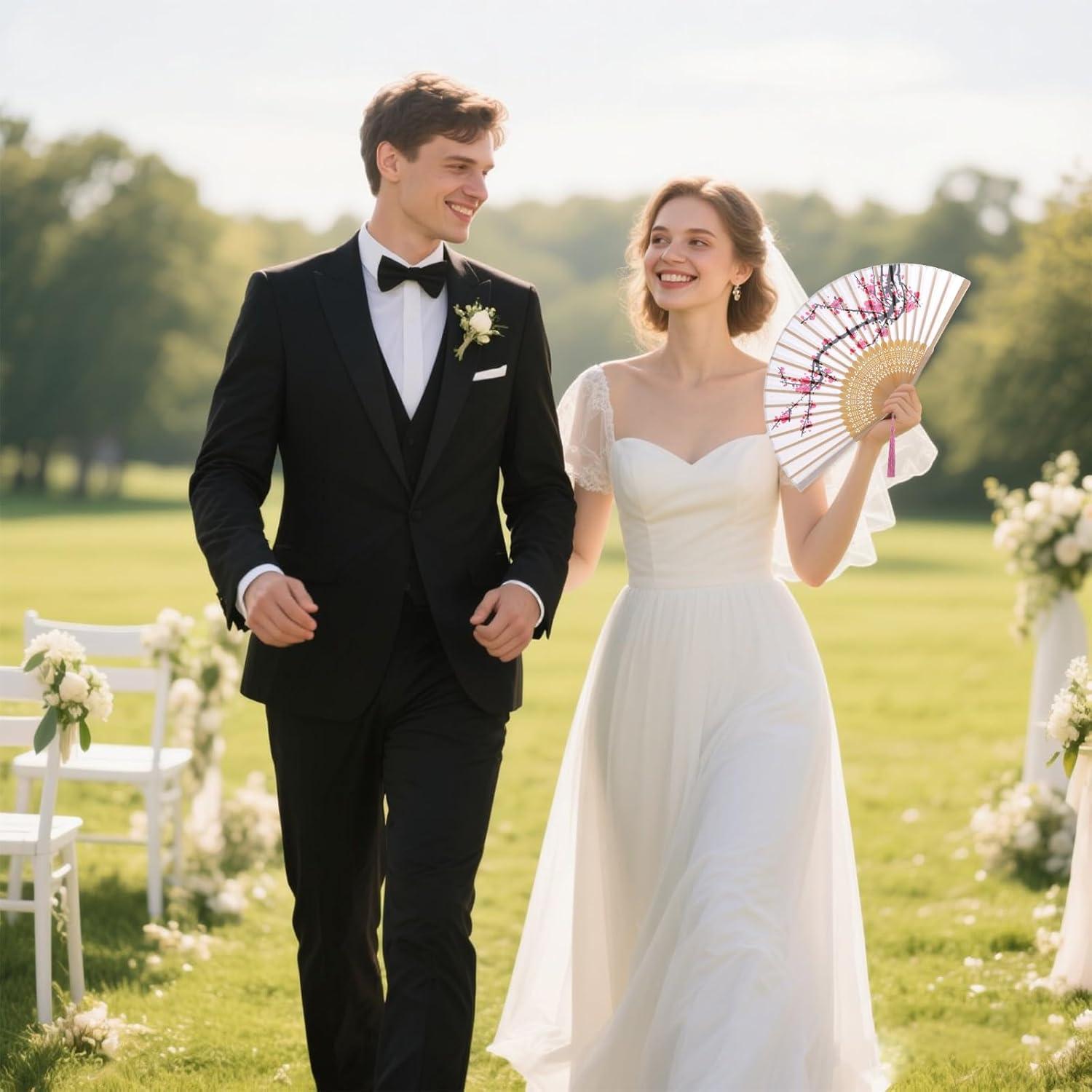 Juego de 4 Abanicos Plegables de Seda JTYKUYR - Floral Vintage