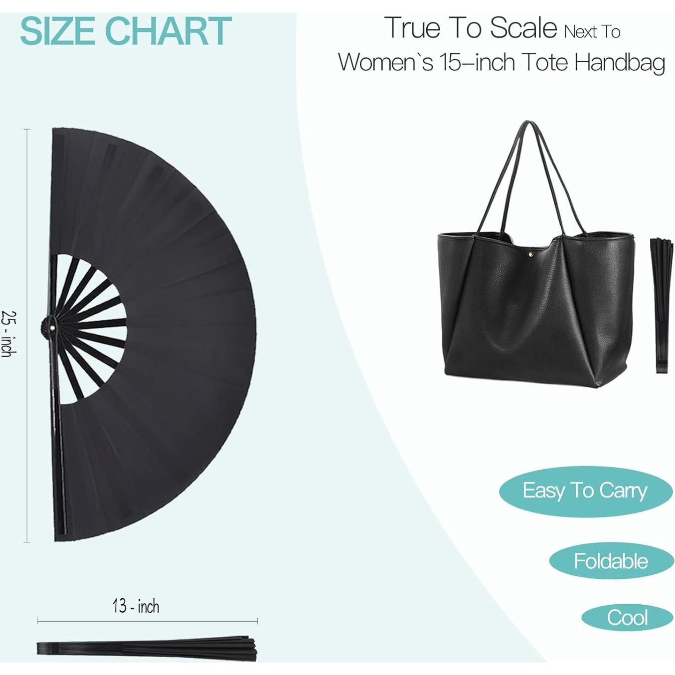 Abanico Plegable Grande Yunaeduo 63.5 cm para Baile Ruidoso